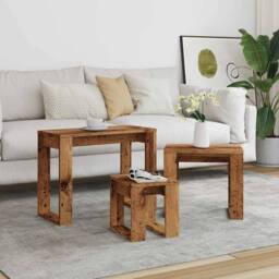 Berkfield Home Nest of Tables 3 pcs Old Wood Engineered Wood in Brown