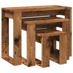 Berkfield Home Nest of Tables 3 pcs Old Wood Engineered Wood in Brown - thumbnail 7