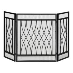 HOMCOM 126cm 3 Panel Metal Folding Fireplace Screen Protective Guard Child in Black - thumbnail 2