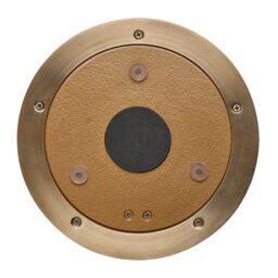 Industville Bulkhead Outdoor & Bathroom Round Wall Light - Hammered Glass in Metallic Gold - Size: Medium - thumbnail 4