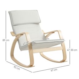 HOMCOM Comfortable Relax Rocking Chair with High Back in Cream - thumbnail 3