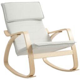HOMCOM Comfortable Relax Rocking Chair with High Back in Cream - thumbnail 2
