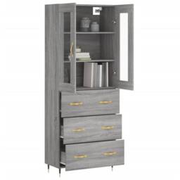 Berkfield Home Highboard Grey Sonoma 69.5x34x180 cm Engineered Wood - thumbnail 3
