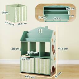 AIYAPLAY Kids Bookshelf with Storage, Toy Storage Unit for Playroom in Green - thumbnail 3