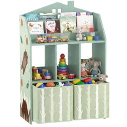 AIYAPLAY Kids Bookshelf with Storage, Toy Storage Unit for Playroom in Green - thumbnail 2
