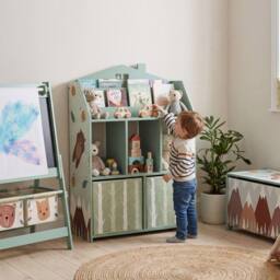 AIYAPLAY Kids Bookshelf with Storage, Toy Storage Unit for Playroom in Green - thumbnail 1