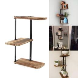 Kelvenix Corner Shelf Modern Floating Wall Shelves Storage Display Shelving in Natural