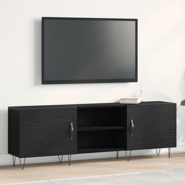 Berkfield Home TV Cabinet Black Oak 150x30x50 cm Engineered Wood - Size: 150 x 30 x 50 cm - image 1