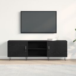 Berkfield Home TV Cabinet Black Oak 150x30x50 cm Engineered Wood - Size: 150 x 30 x 50 cm - thumbnail 4