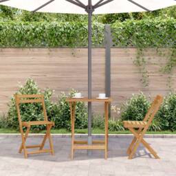 Berkfield Home Folding Garden Table 60x60x75 cm Solid Acacia Wood in Brown - Size: 60 x 60 x 75 cm - thumbnail 3