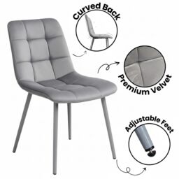 KOSY KOALA Wooden Dining Table with 2 Benches & Grey Velvet Chairs, Stylish Dining Room Furniture - thumbnail 5