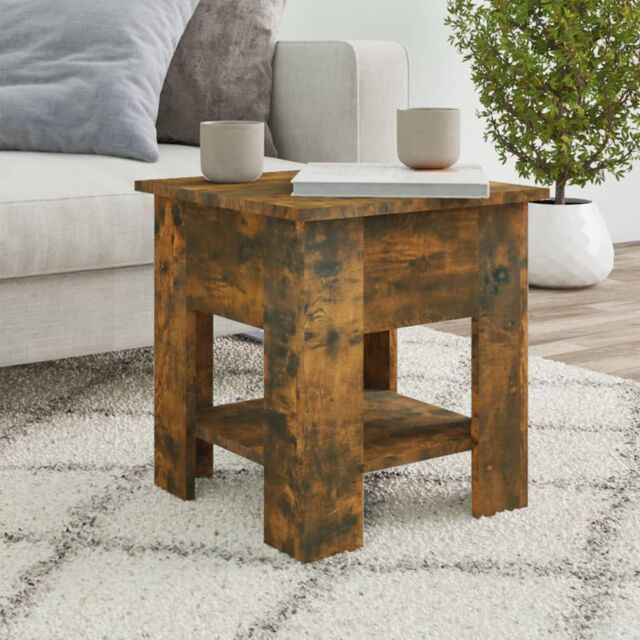 Berkfield Home Coffee Table Smoked Oak 40x40x42 cm Engineered wood in Brown - Size: 40 x 40 x 42 cm - image 1