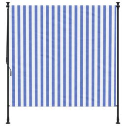 Berkfield Home Outdoor Roller Blind Blue & White 200x270 cm Fabric&Steel - thumbnail 3