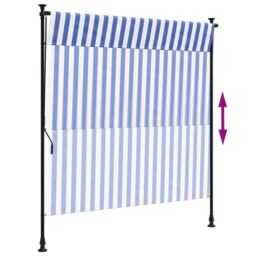 Berkfield Home Outdoor Roller Blind Blue & White 200x270 cm Fabric&Steel - thumbnail 6