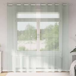 Berkfield Home Voile Curtains with Grommets 2 pcs Light Grey 140x225 cm - thumbnail 2