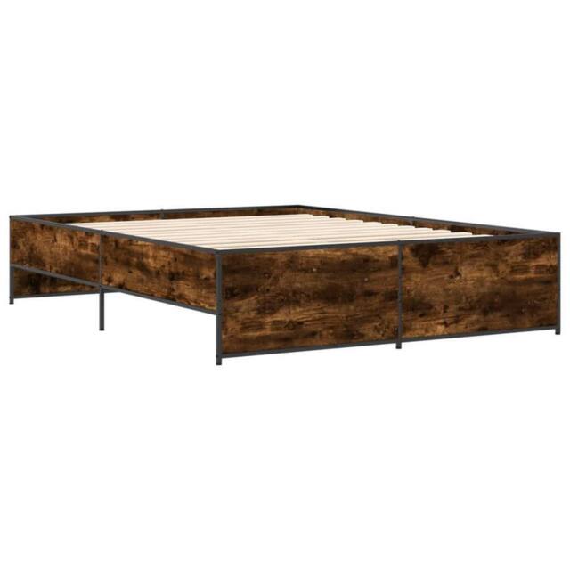 Berkfield Home Durable Bed Frame without Mattress Smoked Oak 140x200 cm in Brown - image 1