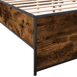 Berkfield Home Durable Bed Frame without Mattress Smoked Oak 140x200 cm in Brown - thumbnail 7