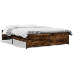 Berkfield Home Durable Bed Frame without Mattress Smoked Oak 140x200 cm in Brown - thumbnail 3