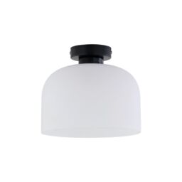 First Choice Lighting Victoria - Black Flush Ceiling Light with Frosted Glass Shade - thumbnail 2