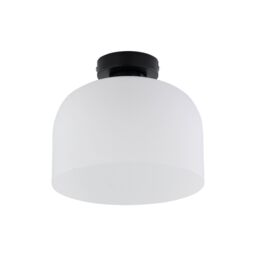 First Choice Lighting Victoria - Black Flush Ceiling Light with Frosted Glass Shade