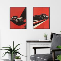 "Artery8 Set of 3 Classic Sports Cars Bold Red Pop Art 12X16"" Wall Art Prints - Size: W12"" x H16""" - thumbnail 6