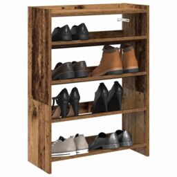 Berkfield Home Shoe Rack Old Wood 60x25x81 cm Engineered Wood in Brown - Size: 60 x 25 x 81 cm - thumbnail 1