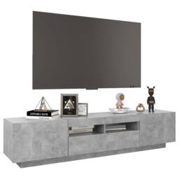 Berkfield Home TV Cabinet with LED Lights Concrete Grey 180x35x40 cm - Size: 180 x 35 x 40 cm - thumbnail 6