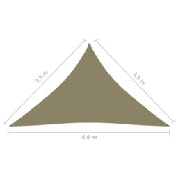 Berkfield Home Sunshade Sail Oxford Fabric Triangular 3.5x3.5x4.9 m Beige - thumbnail 6