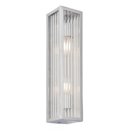 Netlighting Newham Outdoor Contemporary 2 Light Wall Lamp Chrome Clear Ribbed Glass in Grey
