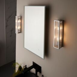 Netlighting Newham Outdoor Contemporary 2 Light Wall Lamp Chrome Clear Ribbed Glass in Grey - thumbnail 5