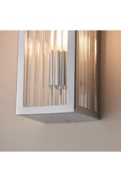 Netlighting Newham Outdoor Contemporary 2 Light Wall Lamp Chrome Clear Ribbed Glass in Grey - thumbnail 6