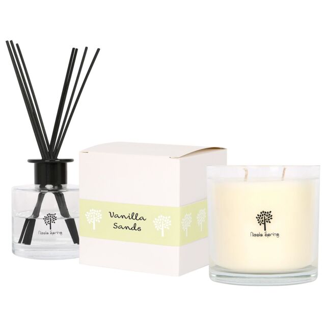 Nicola Spring 400g Soy Wax Scented Candle & Reed Diffuser Set - Vanilla Sands in Clear - image 1