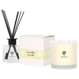 Nicola Spring 400g Soy Wax Scented Candle & Reed Diffuser Set - Vanilla Sands in Clear - thumbnail 1