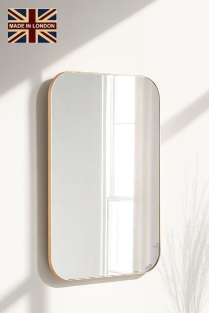 Yearn Mirrors Minimal Curved Mirror Gold 90x60cm - Size: 90x60 cm - image 1