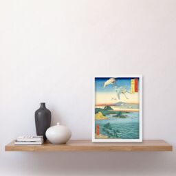 Artery8 Waka no ura Kii Province Utagawa Hiroshige Japan Woodblock Artwork Framed Wall Art Print A4 in White - thumbnail 2