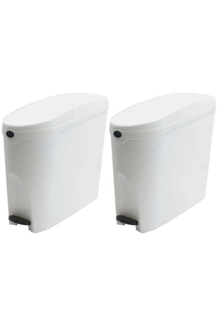 ProKleen White Pedal Operated Toilet Sanitary Bin 2 x 20 Litre Capacity - image 1