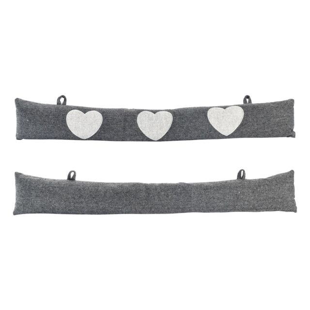 Nicola Spring Mismatched Herringbone Draught Excluder Set - 78.5cm - Draught Stopper in Grey - image 1