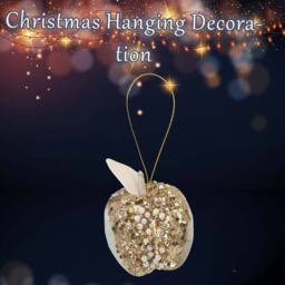 VFM e-Store Christmas Velvet Apple Hanging Decoration 13cm x 8cm Gold X 1 - Size: 13 cm x 8 cm - thumbnail 3
