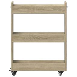Berkfield Home Cabinet with Wheels Sonoma Oak 60x22x79 cm Engineered Wood in Brown - Size: 60 x 22 x 79 cm - thumbnail 5