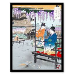 Artery8 Ogata Gekko Framed Wall Art Print Maidens Overlooking Fish Pond - Size: A4 - thumbnail 1