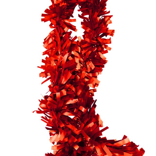 Neel Blue Christmas Shiny Metallic Chunky Tinsel Garland, 6.5ft in Red - image 1