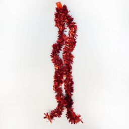 Neel Blue Christmas Shiny Metallic Chunky Tinsel Garland, 6.5ft in Red - thumbnail 7