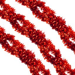 Neel Blue Christmas Shiny Metallic Chunky Tinsel Garland, 6.5ft in Red - thumbnail 8