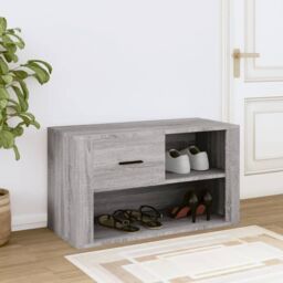 Berkfield Home Shoe Cabinet Grey Sonoma 80x35x45 cm Engineered Wood - Size: 80 x 35 x 45 cm - thumbnail 3