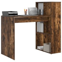 Berkfield Home Writing Desk Smoked oak Engineered wood Medium Writing Desk in Brown - thumbnail 3