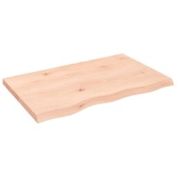Berkfield Home Table Top 80x50x(2-4) cm Untreated Solid Wood Oak in Brown - thumbnail 2