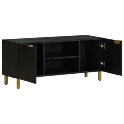 Berkfield Home TV Cabinet Black 105x33x46 cm Engineered Wood - Size: 105 x 33 x 46 cm - thumbnail 2