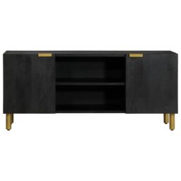 Berkfield Home TV Cabinet Black 105x33x46 cm Engineered Wood - Size: 105 x 33 x 46 cm - thumbnail 3