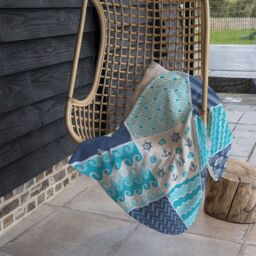 Benjamin Tate Design Nautical Tiles Blanket in Natural - Size: 120 cm x 150 cm - thumbnail 4