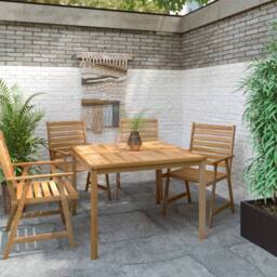 Berkfield Home Garden Dining Table 110x110x77 cm Solid Teak Wood in Brown - Size: 110 x 110 x 77 cm - thumbnail 1